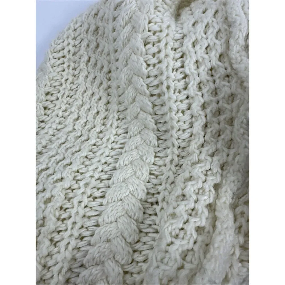 GAP Scarf Chunky‎ Wool Blend Cable Fisherman Style Cowl Cream Classic Thick Knit